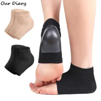 1pair new Gel Silicone Heel Protector Sleeve Heel Pads Heel Cups Plantar Fasciitis Support Feet Care Cushion Half-yard Socks