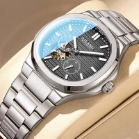 AILANG Men Mechanical Watch Fashionable Stainless Steel Luminous Waterproof Clock Tourbillon Dial Design Relogio Masculino 8150