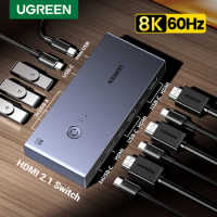 UGREEN 8K 60Hz HDMI KVM Switch USB C USB3.0 KVM Switcher 2 PCs Sharing 1 Monitor,Printer,Keyboard,Mouse Support 3D ,HDR Vision