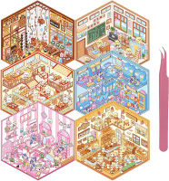 DIY 3D Sticker Scene 6 Sets of Stickers for Girls Make Your OwnShop Scenes Stickers for Kids Cute Ca