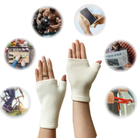 Study Office Latex Palm Hand Ventilate Arthritis Brace Support Fingerless Gloves Writting Mitten Elastic Wrist Guard Gloves