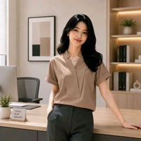 Celestia Label | Blouse Wanita Rebecca Kekinian Atasan Wanita Korea Casual Elegan Size S-XL M Mocca