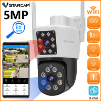 New Vstarcam 5MP Dual Lens IP Camera WiFi PTZ 8X ZOOM Auto Tracking Night Vision Home Security CCTV Camera Dual Lens Outdoor Cam