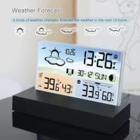 New Transparent Weather Station Glass Colour Screen Thermometer Hygrometer Digital Temperature Humidity Monitor Weather Forecast