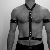 Fetish Men Gay harness PU Leather Belt Men Harness Gothic Punk Harness Strap Adjustable Body Restraint for BDSM Bondage sexy