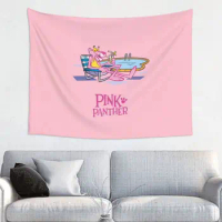 Pink Panther Cartoon Tapestry Hippie Polyester Wall Hanging Wall Decor Curtain Psychedelic Tapestries