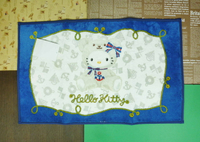 【震撼精品百貨】Hello Kitty 凱蒂貓 地墊 藍白泰迪熊圖案 震撼日式精品百貨