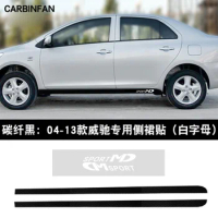 Car Styling Carbon Fiber Below Side Skirt Sticker Decorative Strip Body Sticker For 2004-2013 Toyota Vios/Yaris sedan