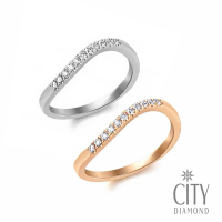 預購 City Diamond 引雅 『圓弧曲線』14K天然鑽石排鑽流線造型線戒/戒指(雙色任選)