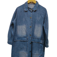 Tunik dan Blazer Denim Jeans Kekinian Oversize untuk Wanita - Panjang