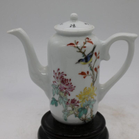 景德鎮瓷器  全手工粉彩花鳥茶壺 酒壺1入