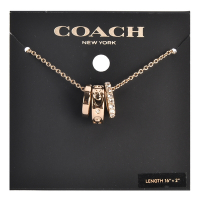 COACH 經典滿版C字LOGO三環造型水晶鑲鑽項鍊-金色
