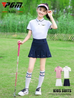 PGM兒童高爾夫衣服女童網球服裝套裝短袖T恤青少年夏季百褶半身裙