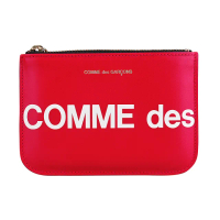 【Comme Des Garcons CDG】COMME DES GARCONS川久保玲字母LOGO印花牛皮拉鍊零錢包(紅)