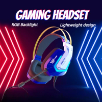 ECHOME Wired Gaming Headset RGB Backlight 7.1 Surround Headphones Handfree Gamer Headphone Omnidirectional MIC for Laptops PC