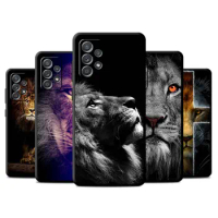 Phone Case for Samsung Galaxy A13 A22 A54 A34 A12 A72 A21s A52 A53 A32 A24 A50 Soft Black Funda Cover Cool Lion Big Cat