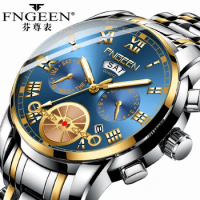 2023 New Selling Men's Watch FNGEEN Brand Fashion Luxury Tourbillon Wristwatch Quartz Steel Waterproof Non Automatic Watch Men
