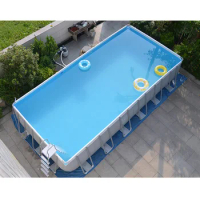 Intex 26790 Piscina Folding Steel Frame PVC Rectangular Family Above Ground Outdoor Garden Swimming Pool Set