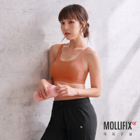 Mollifix 瑪莉菲絲 交織美背運動內衣 (琥珀橘)、瑜珈服、無鋼圈、開運內衣