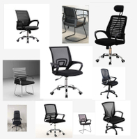 [Oks] Simple Black Office Chair Home Reception Black Chair Computer Ergonomic Simple Mesh Office Chair