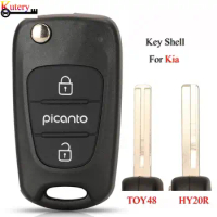 jingyuqin Folding Remote Car Key Shell For Kia Rio Picanto Ceed Cerato Sportage K2 K3 K5 Soul 3Buttons Key Shell Replacement