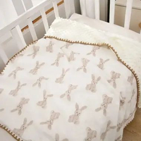 LC - Selimut Dot Bayi Bamboo Bubble 100x110cm / Selimut Bayi Korea Minky Stitches Cotton Dot Muslin 