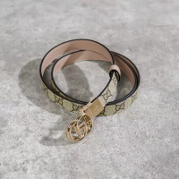 Gucci Ikat Pinggang GUCCI GG MARMONT 2CM REVERSIBLE MONOGRAM BEIGE BROWN BELT 100% ORIGINAL