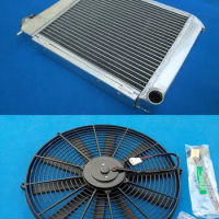 50mm Aluminum RACING Radiator + Fan FOR AUSTIN ROVER MINI 1275 GT 1959-1997 Manual MINI COOPER 59 60 67 68 76 91 97
