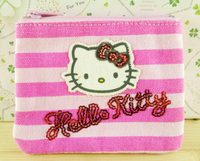 【震撼精品百貨】Hello Kitty 凱蒂貓-拉鍊零錢包-粉條紋