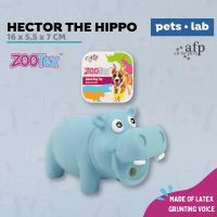 All For Paws AFP Zootex Hector The Hippo Latex Rubber Dog Toys Mainan Anjing Fetch Toss Squeaker Bun