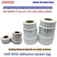 UCODE9 chip 860Mhz-960Mhz UHF RFID Paper Label Sticker Tag for warehouse cars access control management