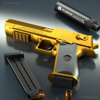 2024 New Golden Desert Eagle Shell Ejection EVA Sponge Soft Bullet Gun M1911 Pistol Children's Toy Pistol Simulation Gun