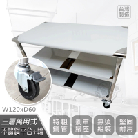 【Abis】客製商品-豪華升級版60X120CM三層圓角430不鏽鋼桌-附煞車輪/料理桌/工作桌台/流理台(2尺x4尺)