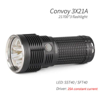 Convoy 3X21A SFT40 SST40 21700 flashlight torch, 25A constant current buck