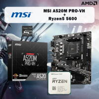 AMD Ryzen 5 5600 R5 5600 CPU + MSI A520M PRO VH Motherboard Suit Socket AM4 All new but without cooler