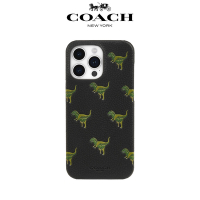 【COACH】iPhone 15 Pro Max 精品真皮手機殼 小恐龍