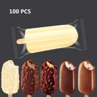 100pcs Ice Cream Bags Popsicle Stick Ice Cube Maker Cream Tools Mold Special-Purpose Wooden Craft Stick Ice cream packaging bag
