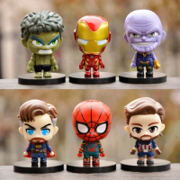 Disney Anime Figure Sets Car Ornaments Avengers Iron Man Hulk SpiderMan Captain America Model Toys Cake Decor Accessories