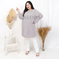 TUNIK KAOS JUMBO POLOS - TUNIK KAOS WANITA POLOS LD 120 cm - LD 130 cm - LD 140 cm 3XL ABU