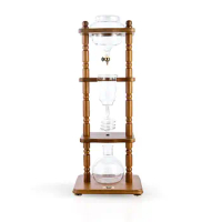 YAMA glass cold coffee drip maker dutch 6-8 /25CUPS COLD DRIP MAKER CURVED BROWN WOOD FRAME (32OZ)