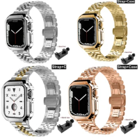 Metal band+ TPU Case For Apple watch 7 45mm 41mm 6 5 4 SE 44mm 40mm Stainless Steel Bracelet for iwatch series 3 42mm 38mm Strap