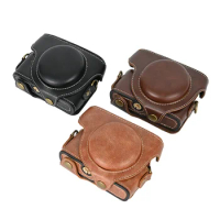 PU Leather Camera Bag Case Full Body Protector for Sony DSC-RX100 RX100II RX100III RX100 M3 M4 M5 M6 Protective Cover with Strap