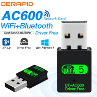 USB WiFi Adapter Bluetooth 4.2 Dual Band AC650 Wireless Dongle Wifi USB For PC Laptop Wlan Receiver For WIN 8/10/11 Free Driver