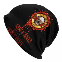 Guns N Roses Bullet Logo Vintage Black Beanies Pullover Cap Comfortable Bonnet Hats Knit Hat Unisex Spring Warm Head Wrap Caps