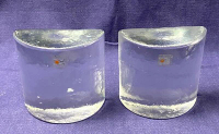 Blenko Art Glass Half-Moon Heavy Bookends Clear 5” Tall
