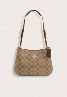 COACH Coach Penelope Shoulder Bag In Signature Canvas Khaki Saddle