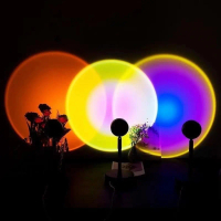 Lampu Sunset aestetic untuk kamar studio Atmosphere LED Proyektor Motif Matahari Terbenam green hita