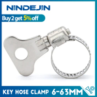 50-150pcs Key Type Hose Clamp Stainless Steel Strap Clamp 6-63mm Adjustable Hose Clip Worm Gear Pipe Clamps Dryer Vent Clamp