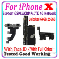 64GB 256GB With Face ID for iPhone X Motherboard unlocked,100% Original for iphone x Logic board With IOS System Free iCloud