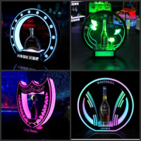 New Lotus Flower LED Circle Metal Ring Perrier Jouet Champagne Bottle Presenter For Night Club Lounge Party Decoration